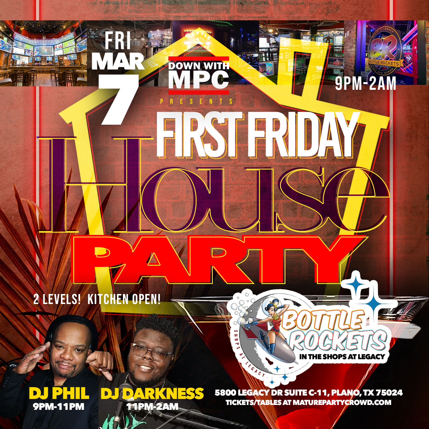 MPC 1ST FRIDAYS At BOTTLE ROCKETS | Event Details | Mature Party Crowd